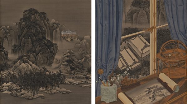 View outside of Window-Snow-covered Scene and Cold Fores