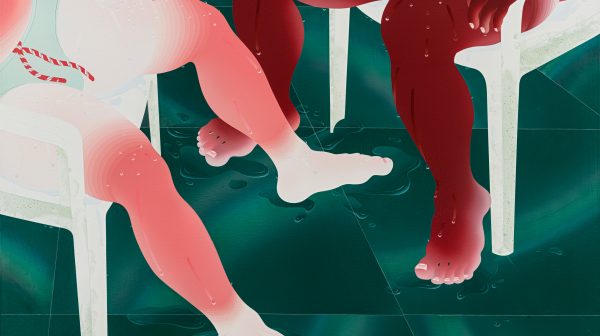 Swimming Pool Series-The Swimmer on the White Plastic Chair